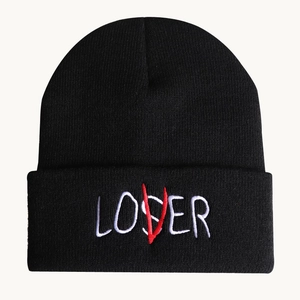 Fashion Embroidered Loser Lover Beanie For Men Women Winter Warm Knit Skateboard Cap Solid Color Acrylic Cuffed Skull Cap