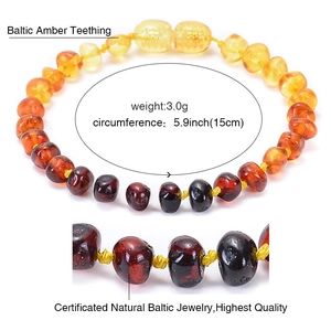 Bracelet pour bébé en ambre de la Baltique avec perles colorées et fermoir sécurisé