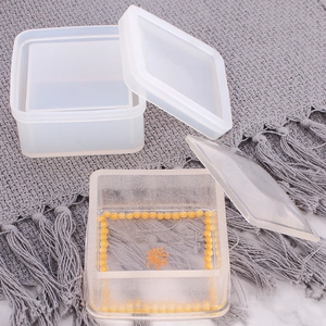 DIY silicone mold for hexagon storage box with square lids and decorative beads