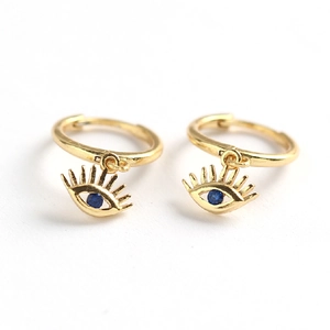 Luxurious S925 sterling silver evil eye earrings with blue zircon and gold plating