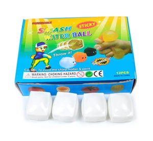Retail box of 12pcs tomato water ball toys with white squeezable stress relief balls