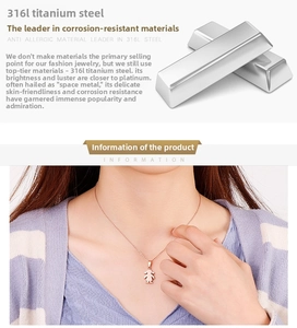 Detail of rose gold cartoon girl pendant made of 316L titanium steel with fine chain