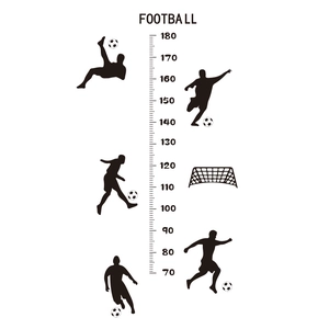 Detail view of football height chart with silhouettes measuring from 70 to 180cm