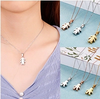 Three-color cute stick figure boy and girl necklaces in silver, gold, and rose gold finish