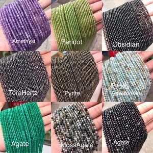 Faceted 2-3mm natural gemstone beads set including Amethyst Peridot and Agate