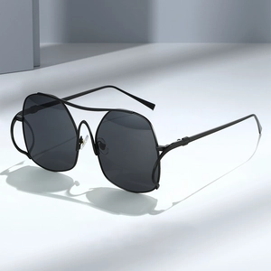 Irregular Polygon Sunglasses Metal Double Bridge Frame UV400 Protection Fashion Outdoor Travel For Men Women