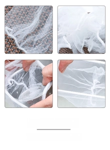 Close-up of high-elastic white mesh sink strainer showing durable texture and stretching