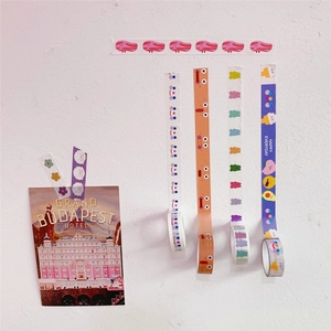 Cute Korean style cartoon washi tapes with bear and smiley patterns for journaling decor