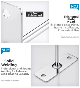 Detail of 1.7mm thickened steel wall hook with reinforced professional welding joints