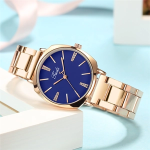 Elegant Women Quartz Watch Alloy Case Stainless Steel Band Rhinestone Accents Minimalist Fashion Wristwatch
