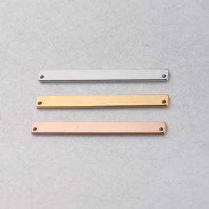 Polished stainless steel rectangular connectors in silver, gold, and rose gold finish