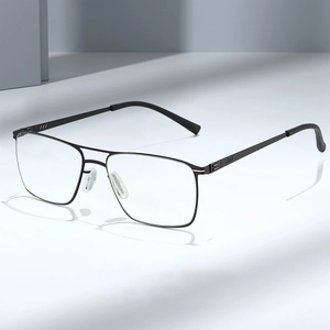 Business Metal Frame Optical Glasses Men Anti Blue Light Retro Rectangle Double Bridge Lightweight