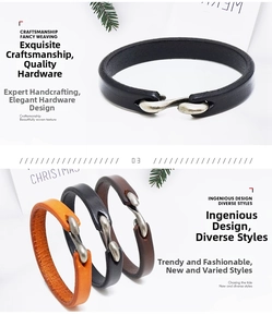 Detailansicht handgefertigter Vintage-Lederarmbänder mit S-Haken-Verschluss in drei Farben