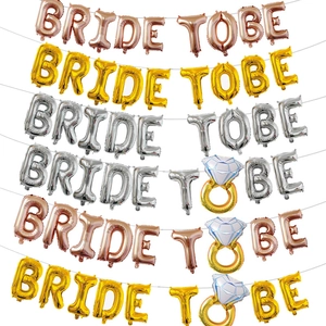 Rose gold bride to be foil balloon set with ring design for wedding party decor