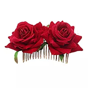 Elegant Velvet Double Rose Flower Hair Comb Bridal Wedding Party Hair Accessories Fabric Flower Headpiece For Women