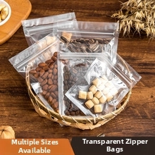 Transparent ziplock paper bags with window for nuts, coffee beans and snacks storage