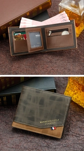 Detailed interior of Men's bifold wallet showing card slots and zipper pocket