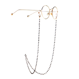 Golden sun glasses chain with black heart beads and anti-slip silicone loops