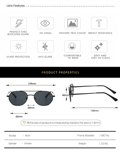 Detailed technical diagram showing dimensions and size specifications of aviator sunglasses