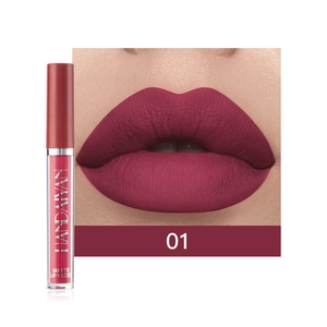 Handaiyan matte liquid lip gloss detail view, showcasing smooth texture and rich color swatch.