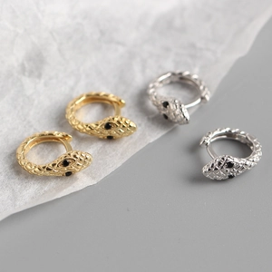 Snake hoop earrings in gold and silver S925 sterling silver with scaled texture