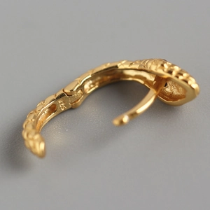 Luxurious gold S925 sterling silver snake hoop earring with detailed scale textures
