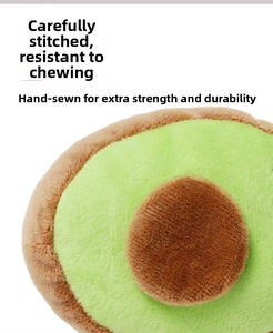 Detail of durable avocado plush toy showing heavy-duty stitching and soft fabric texture