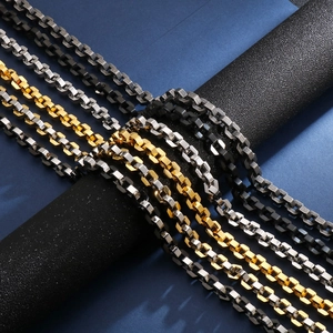Hip hop stainless steel hexagonal thick chain necklaces in gold, silver, black and grey