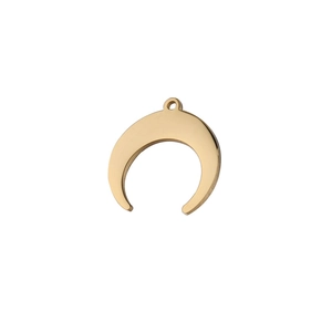 Polished golden stainless steel crescent moon pendant for DIY jewelry making 20x21mm