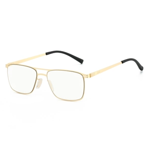 Men's business metal glasses frame with classic gold double-bridge square frame design