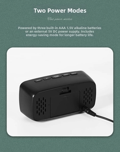 Dual power supply detail showing 3xAAA battery compartment and DC 5V charging port