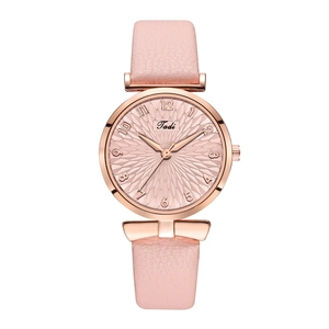 Women Quartz Watch Elegant Rose Gold Alloy Round Dial Arab Numerals Casual PU Leather Strap Fashion Ladies Wristwatch