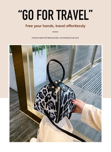 Detail of leopard print triangle bag with nappa leather and star-shaped lock hardware