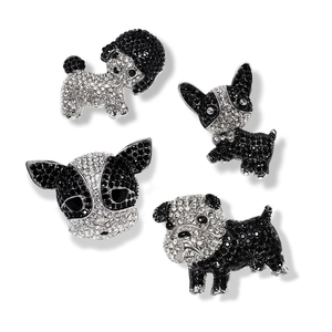 Sparkling crystal dog brooches set in silver alloy for stylish coats and blazers