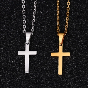 Collier Pendentif Croix En Acier Inoxydable Poli Sous Vide Plaquage Minimaliste Bijoux De Mode Pour Femmes Hommes
