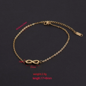 Gouden roestvrijstalen infinity armband met verstelbare ketting en karabijnsluiting