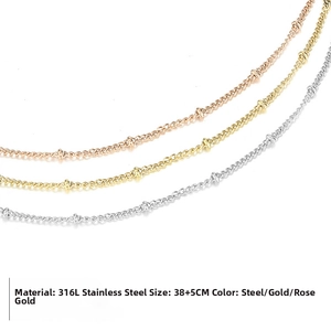 Three-color 316L stainless steel chain necklaces in steel gold and rose gold 38+5cm