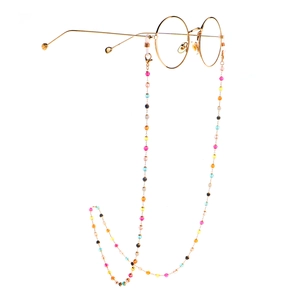 Chaîne De Lunettes En Perles De Cristal Colorées Support De Cordon Métal Doré Antidérapant Anti-Perte Fait Main Boho