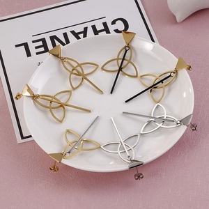 Fashion geometric triangle drop earrings in rose gold and black stainless steel