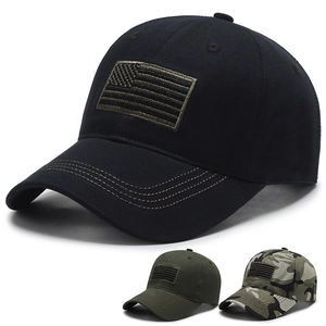 Casquette De Baseball Tactique Coton Toile Patch Drapeau Américain Protection Solaire Extérieur Chapeau Réglable