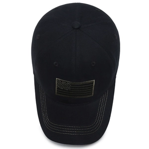 Casquette de baseball tactique noire en coton avec patch drapeau américain, design classique