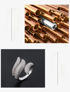 Detailed view of layered feather ring crafted from copper and cubic zirconia stones