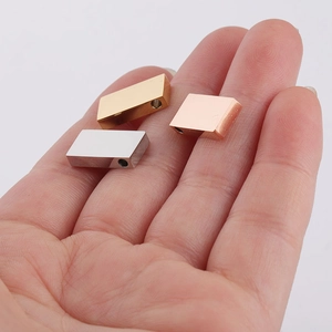 Polished stainless steel rectangular spacer beads in gold silver and rose gold