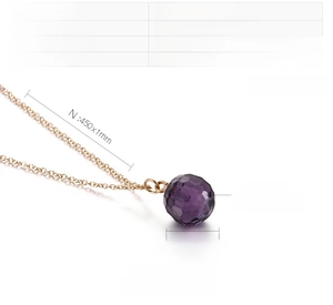 Detailed specs of stainless steel necklace with 12mm purple crystal ball pendant