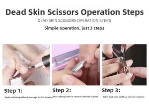 Three-step tutorial for using golden stainless steel cuticle nippers on fingernails