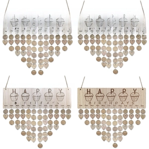 Family Birthday Reminder Calendar Wooden Hanging Wall Board Heart Round Tags Home Decor Rustic Anniversary Gift