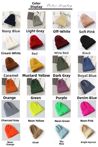 Detailed palette of 24 vibrant colors for children's knitted minimalist beanies