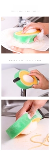 Avocado shaped kitchen sponge with porous texture for versatile dishwashing and cleaning