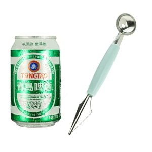 Dual-head stainless steel fruit baller and carving knife with ergonomic green handle
