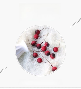 Detailed view of 16mm artificial red crystal bayberries with realistic gradient foam texture